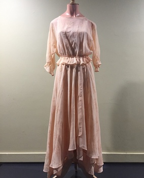 Apricot Chiffon Dress with Waterfall Front and Satin Shift
