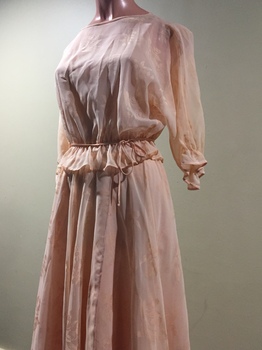 Apricot Chiffon Dress with Waterfall Front and Satin Shift