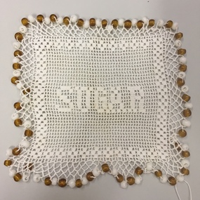 Domestic object - Crocheted sugar basin cover with glass beads, Unknown