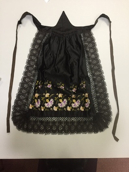 Embroidered Cotton and Lace Hostess Apron