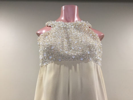 White Crepe Beaded Evening Dress, 1960s