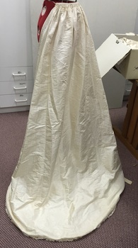 Watered Silk Polonaise for a Wedding Dress, 1880s