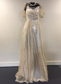 Lace Wedding Dress with Matching Cap, circa 1947