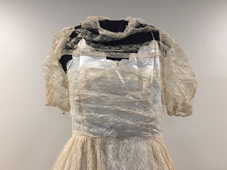 Lace Wedding Dress with Matching Cap, circa 1947