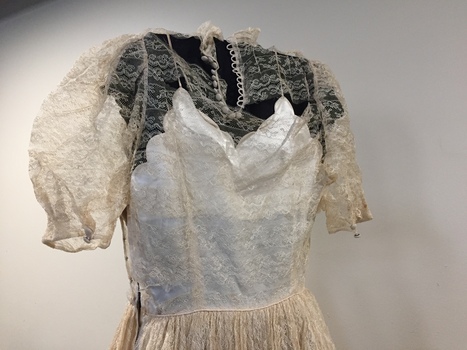 Lace Wedding Dress with Matching Cap, circa 1947