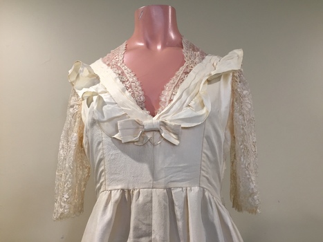 Cream Silk Taffeta & Lace Bridesmaid's Dress