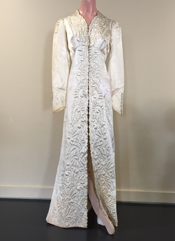 White Satin Quilted Bridal Coat, 1939