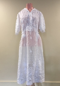 White Muslin & Lace Lingerie Dress, 1912-18