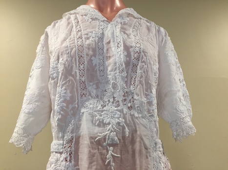 White Muslin & Lace Lingerie Dress, 1912-18