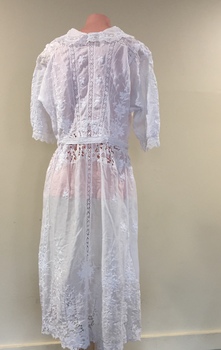 White Muslin & Lace Lingerie Dress, 1912-18