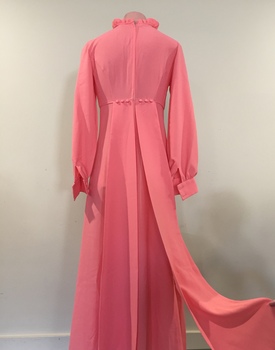 Full-length Pink Crepe Bridesmaid's Dress