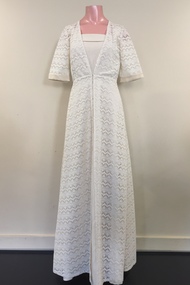 White Crepe Wedding Dress and Lace Coat