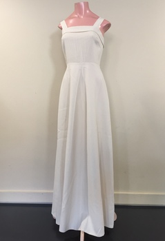 White Crepe Wedding Dress and Lace Coat