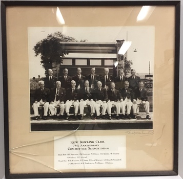 Kew Bowling Club 75th Anniversary Committee Season 1955-56