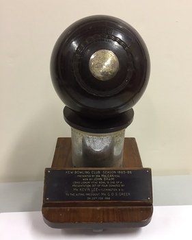 Kew Bowling Club Season 1885-86 Commemorative Trophy