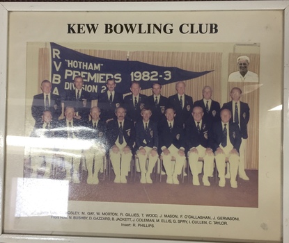 Kew Bowling Club RVBA “Hotham Premiers Division 2, 1982-3