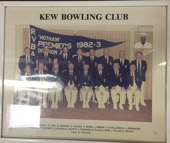 Kew Bowling Club RVBA “Hotham Premiers Division 2, 1982-3