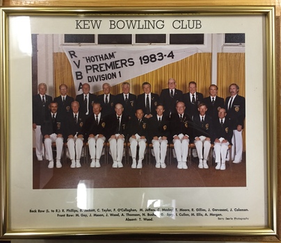 Kew Bowling Club RVBA “Hotham Premiers” Division 1, 1983-84