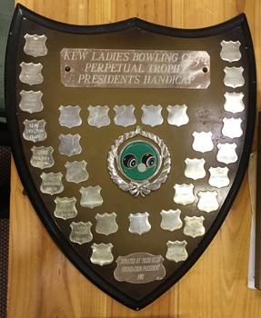 Kew Ladies' Bowling Club Perpetual Trophy, President's Handicap, 1985-