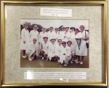 Kew Ladies' Bowling Club Sectional Winners Division C1, 1988-9