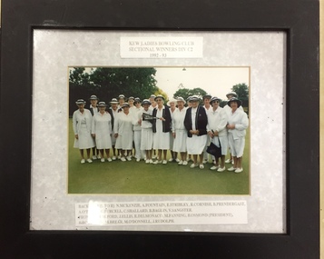 Kew Ladies' Bowling Club Winners Division C2, 1992-3