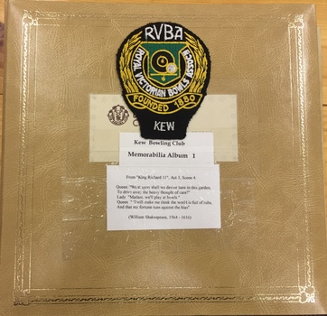 Kew Bowling Club Memorabilia Album 1 (1880-1998)