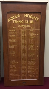 Auburn Heights Tennis Club Championships 1926-67