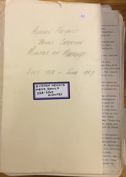 Auburn Heights Mens' Bowling Club Minute Book 1958-69