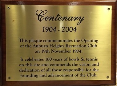 Auburn Heights Recreation Club 1904-2004