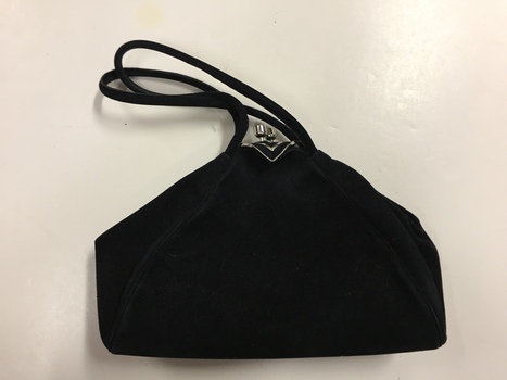 Black calf skin and chrome evening bag