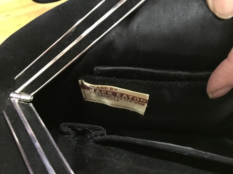 Black calf skin and chrome evening bag