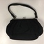 Black calf skin and chrome evening bag