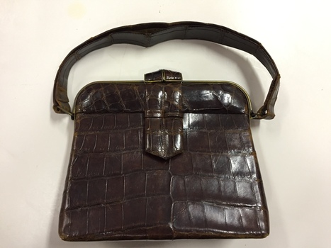 Brown Crocodile Skin Handbag