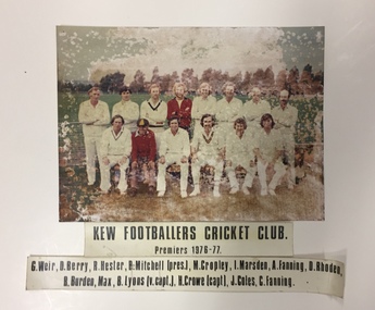 Print - Photograph, Kew Footballers Cricket Club Premiers 1976-77