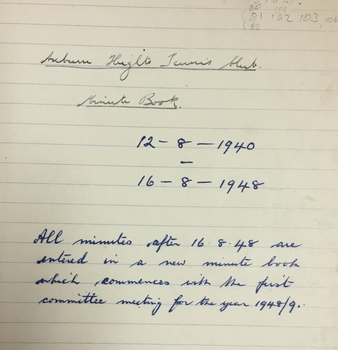 Auburn Heights Tennis Club Minute Book 1940-48