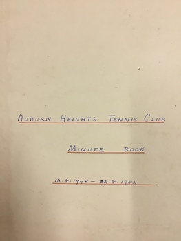 Auburn Heights Tennis Club Minute Book 1948-52
