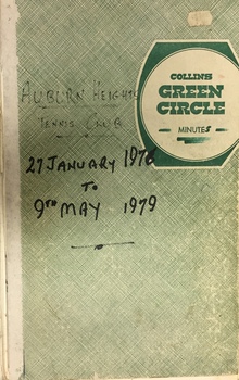 Auburn Heights Tennis Club Minute Book 1976-79
