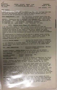 Auburn Heights Tennis Club Newsletters 1977-84