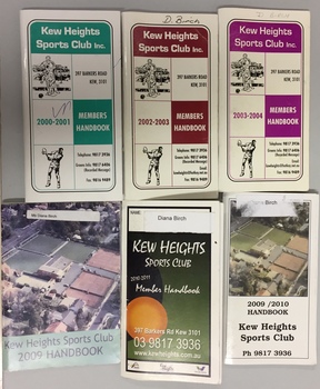 Kew Heights Sports Club Members Handbooks 2000-2011