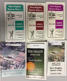 Kew Heights Sports Club Members Handbooks 2000-2011