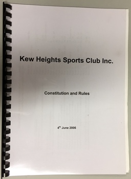 Kew Heights Sports Club Inc: Constitution and Rules, 4th June 2006