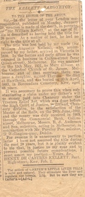 Newspaper - Newspaper Article, The Kellett Baronetcy, 1906