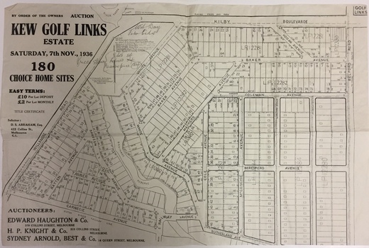 Plan of the Kew Golf Links Estate
