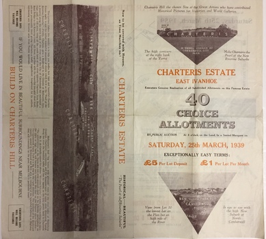 Rear and Front Cover of Subdivision Plan - Charteris Estate, East Ivanhoe, 1939