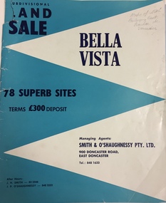Sales Brochure, Bella Vista Real Estate Subdivision, Doncaster East