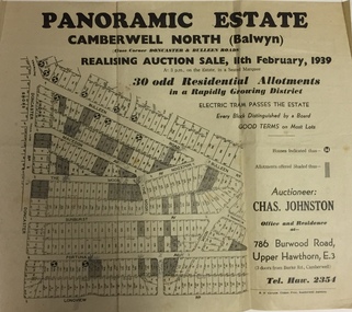 Panoramic Estate, Camberwell North (Balwyn), 1939