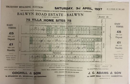 Subdivision Plan, Balwyn Road Estate (Balwyn), 1937