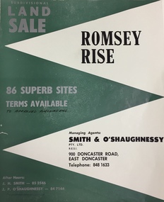 Front cover - Subdivision Plan: Romsey Rise, Doncaster East