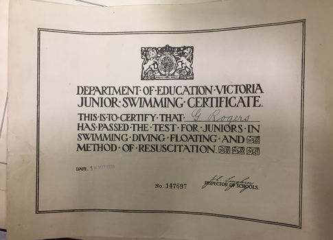 Junior Swimming Certificate