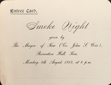Smoke Night, Recreation Hall, Kew, 1913